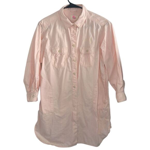 Pou Dou Dou Womens Size S Pink 3/4 Sleeve Button Shirt Dress Japanese kawaii - Picture 1 of 8